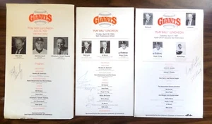 NY GIANTS AUTOGRAPHS ON 1985 TO 1987 LUNCHEON MENUS MAYS GOTT MINTON BRENLY - Picture 1 of 7