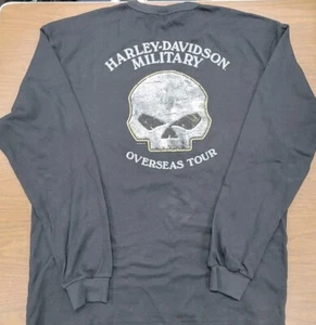 Harley Davidson T Shirt 3XL Long Sleeve Military Overseas Tour Double Side Black - Picture 1 of 11