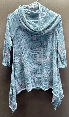 Top Kensie Performance Floral Capucha Cuello Mujer Talla XS Manga 3/4 Túnica Tropical Foto 1 de 3