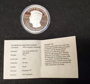 2016 - Commemorative Coin John F. Kennedy (JFK) - Signature Series - Proof - Picture 1 of 4