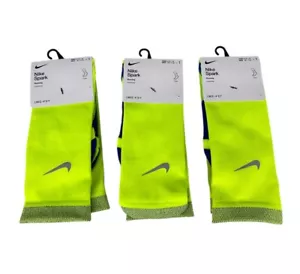 Lot Of 3 Pairs Nike Spark Crew Dri-Fit Running Socks Volt Mens 10-11.5 CU7200 - Picture 1 of 7