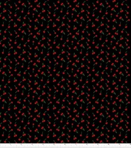 Fat Quarter Micro Cherries On Black Cotton Quilting Fabric - Picture 1 of 1