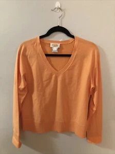 Talbots Melon Orange V-Neck LS Pullover Sweater Size L NWT - Picture 1 of 9