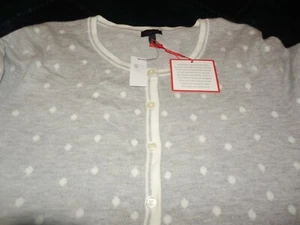 NEU Damen L Talbots grau & weiß gepunktet CARDIGAN PULLOVER Kaschmirmischung $ 99 - Bild 1 von 4