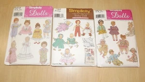 Lot of 3 Simplicity Baby Doll Pattern Lot Uncut & Archived - Picture 1 of 10