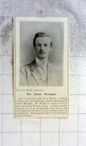1900 Senior Wrangler Je Wright Of Trinity College Cambridge