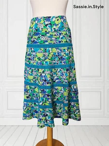 UK 8 Monsoon Midi Skirt Ribbon & Mesh, A Line Lined Silk Cotton - Picture 1 of 5