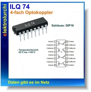 ILQ74 – 4-fach Optokoppler mit Fototransistor-Ausgang – DIP-16 , 1St. - Bild 1 von 2