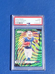 Fútbol americano radiocontrol Green Wave Rookie Keon Coleman PSA 10 grados Buffalo Bills 2024 - Imagen 1 de 3