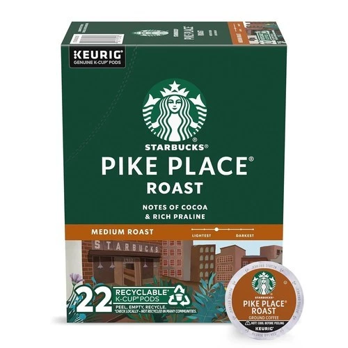 DOS tazas de café Keurig Starbucks Pike Place caja de 22 quilates x2 - 44 tazas Foto 1 de 1