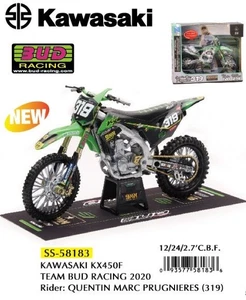 NEWRAY 58183SS MOTO KAWASAKI KX450F 2021 9MM BUD RACING N.319 Q. PRUGNIERES 1/12 - Picture 1 of 1