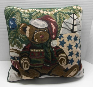 Weihnachtsbär Gobelin Kissen 12 cm Urlaub Vintage - Bild 1 von 3