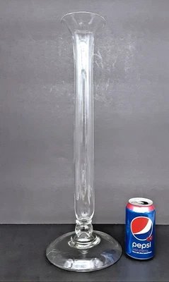 HUGE 20" Signed "VENINI ITALIA" Murano Italian Art Glass Crystal Footed Bud Vase - Image 1 of 4