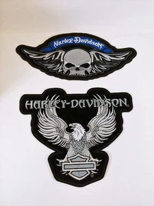 Paar Harley Davidson Motorrad Aufnäher - Bild 1 von 6
