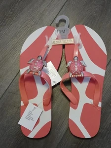 Sandalias de verano rosa con tortuga Aloha Island talla 11 - Imagen 1 de 2