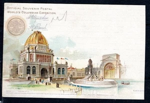 Tarjeta postal de la Expo Colombiana de Estados Unidos 1893 #UX10 sin usar con firmas - Imagen 1 de 2