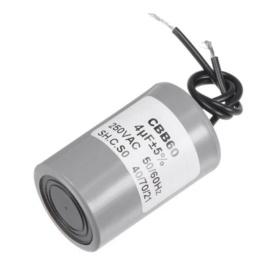 CBB60 Run Capacitor 4uF 250V AC 2 Wires 54x34mm for Compressor Pump Motor - Image 1 of 4
