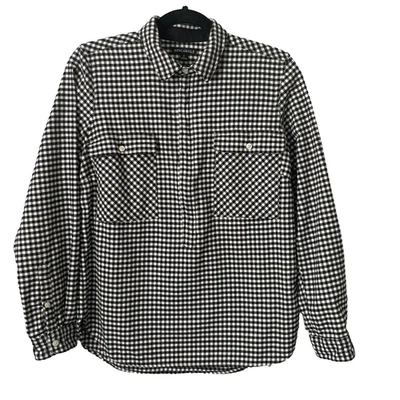 J. Chaqueta Camisa Crew Mercantile Blanca y Negra Guinga Media Cremallera Franela Popover S Foto 1 de 4