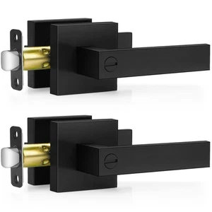 2 Pack Matte Black Door Handles, Keyless Interior Door Knobs, Privacy Door Le... - Picture 1 of 6