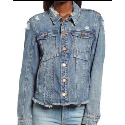 BlankNYC Blue Distressed Denim Jacket S - Image 1 of 4