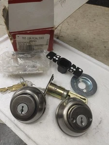 Kwikset 785 15A Double Cylinder Deadbolt Antique Nickel Lock RCAL 5303 BBPKG - Picture 1 of 4