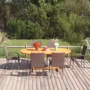 Patio Dining Set 7 Piece Patio Dining Table and Chairs Poly Rattan vidaXL - Picture 1 of 39