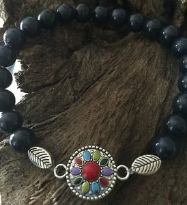 Bracciale turchese diaspro agata corallo lapislazzuli blu naturale cristallo 7,5 - Foto 1 di 1