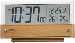SEIKO Alarm Clock SQ782B Temperature / Humidity See-through LCD Wood Grain Japan - Picture 1 of 9