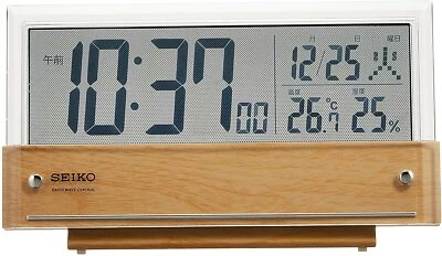 SEIKO Alarm Clock SQ782B Temperature / Humidity See-through LCD Wood Grain Japan - Image 1 of 4