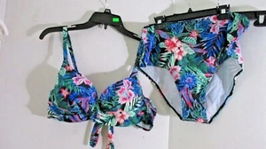 TRAJE DE BAÑO BIKINI FLORES HAWAIANAS MULTICOLOR ~ Mujer Mediano ~ Nuevo sin etiquetas - Imagen 1 de 5