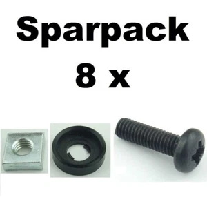 8x Rackschraube M6 x 20 Gewindeschraube + Unterlegscheibe Rand + Vierkant Mutter - Bild 1 von 4
