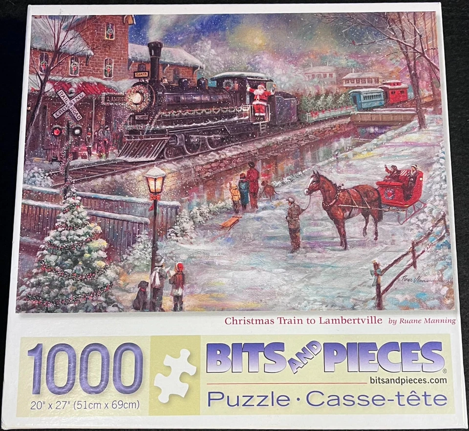 Bits & Pieces 圣诞火车到兰伯特维尔 1000 块拼图带盒 — 第 1/1 张图片