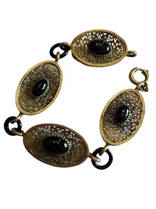 Antique Signed Germany Brass And Glass ART DECO Bracelet (A1804) - Picture 1 of 7