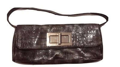 The Limited Grey Shiny Reptile Faux Leather Purse 12" - Image 1 of 4