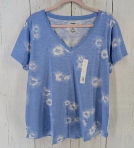 Sonoma Size XL The Everyday Tee Blue White Cloud Pattern V Neck Short Sleeve Top - Picture 1 of 8