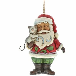 Jim Shore Heartwood Creek - Weihnachtsmann mit Katze hängendes Ornament 4058824 - Bild 1 von 1