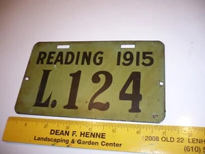 1915  RARE !! one of a kind reading pa. city license plate livery use ?? taxi ?? - Picture 1 of 3