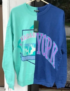 Wild Fable sz M Colorblock Oversized Fleece Sweatshirt Niagara/New York NWT A8 - Picture 1 of 6
