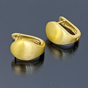 18K Gold Filled Stunning Italian Brush 18ct GF Huggie Earrings 15mm - Picture 1 of 14