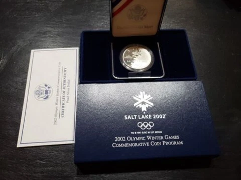 2002 Salt Lake City Olympics Proof Commemorative 90% Silver Dollar w/ OGP Cover