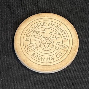 VTG White Beer Token Poker Chip 1.5” Menominee-MARINETTE Brewing Co Mich UP Wisc - Picture 1 of 4