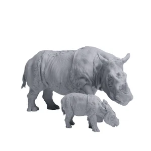 Diorama realistico Sumatran Rhino (femmina e vitello) modello di Animal Den Miniatures - Foto 1 di 2