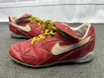Vintage 1990s Nike Red Leather Low Top Baseball  Cleats Size 7 - Image 1 of 4
