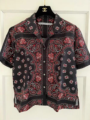 Alexander Wang бандана печать рубашка размер S 100% шелк красный черный и белый - Изображение 1 из 4