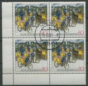Bund 1987 Tag der Briefmarke Bahnpost 1337 4er-Block Ecke 3 gestempelt (R80179) - Bild 1 von 1