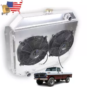 4ROW Radiator&Fan For 66-79 Ford F100/150/250/350 Bronco Truck 302 351 400 460V8 - Foto 1 di 11