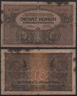 [29691] - BANKNOTE TSCHECHOSLOWAKEI, 10 Korun, 15.04.1919, P 8a, stark gebraucht