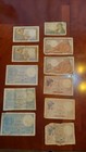 world war 2 french francs currency notes 11qty lot