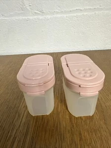Vintage Tupperware 1843 Spice Containers Modular Mates Pink Tops Lids Lot of 2 - Picture 1 of 8