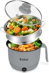 Hot Pot Electric with Steamer, Rapid Ramen Cooker1.8L Non-Stick (Gray) - Picture 1 of 8